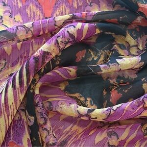Vibrant Purple Multicolor Chiffon Sheer Abstract Fabric